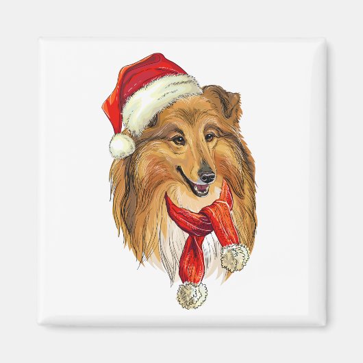 Christmas Collie Hund Magnet (Vorne)