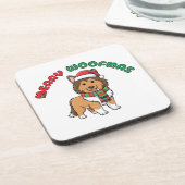 Christmas Collie Untersetzer: Frohe Woofmas Getränkeuntersetzer (Linke Seite)