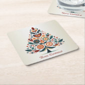 Christmas Colorful Tree Scandinavia Folk Art Rechteckiger Pappuntersetzer (angewinkelt)