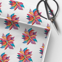 Christmas Colorful Watercolor Poinsettia Seidenpapier