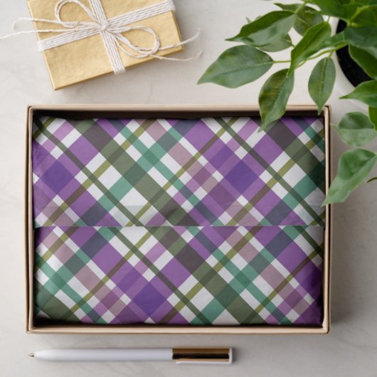 Christmas Colours Plaid Purple Green Blue Seidenpapier (Geschenk)