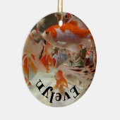 Christmas common and shubunkin goldfish keramik ornament (Rechts)