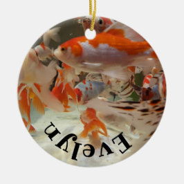 Christmas common and shubunkin goldfish keramik ornament