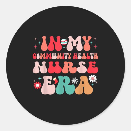 Christmas Community Health Nurse Present For Funny Runder Aufkleber (Vorderseite)