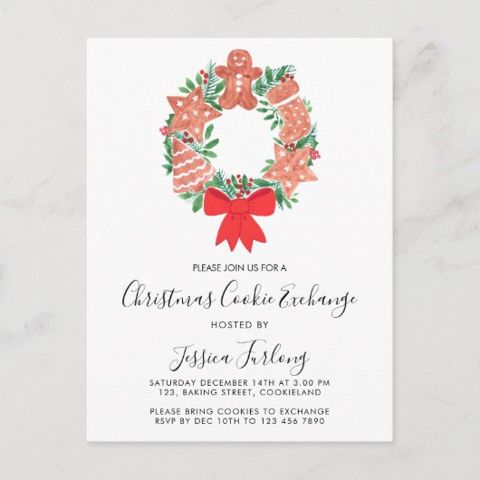 Christmas Cookie Exchange Party Einladungspostkarte (Vorderseite)