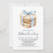 Christmas Cookie Exchange Party Niedlich Blue Bow Einladung (Vorderseite)