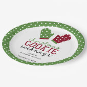 Christmas Cookie Exchange Party Polka Dots Green Pappteller (Schrägansicht)