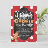 Christmas Cookie Exchange Party Red Polka Dot Einladung (Stehend Vorderseite)