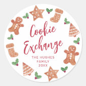 Christmas Cookie Exchange Party Runder Aufkleber (Vorderseite)