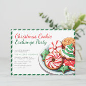 Christmas Cookie Exchange Party Whimsical Green Einladung (Stehend Vorderseite)