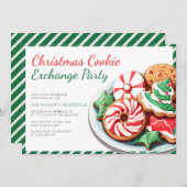 Christmas Cookie Exchange Party Whimsical Green Einladung (Vorne/Hinten)