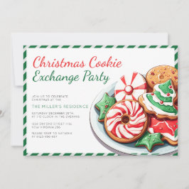 Christmas Cookie Exchange Party Whimsical Green Einladung