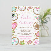 Christmas Cookie Exchange Pink and Green Einladung (Stehend Vorderseite)