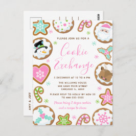 Christmas Cookie Exchange Pink and Green Postkarte