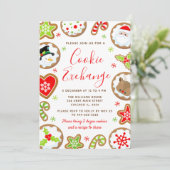 Christmas Cookie Exchange Red and Green Einladung (Stehend Vorderseite)