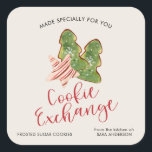 Christmas Cookie Exchange Trendy Watercolor Quadratischer Aufkleber<br><div class="desc">Ein trendiges und modernes Label für die Anbringung von Cookies für Ihren Urlaub. Der Aufkleber und Aquarell-Grafik von gebackenen Weihnachtskeksen mit eigenem Text für den Cookie-Typ und Ihren Namen.</div>
