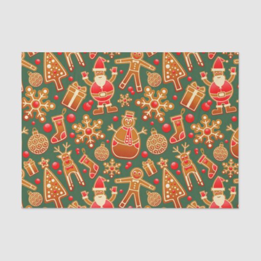 Christmas Cookie Fun Holiday Items on Green Seidenpapier (Vorderseite)