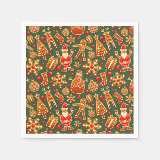 Christmas Cookie Fun Holiday Items on Green Serviette (Vorderseite)