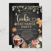 Christmas Cookie Hot Cocoa Exchange Party Floral Einladung (Vorne/Hinten)