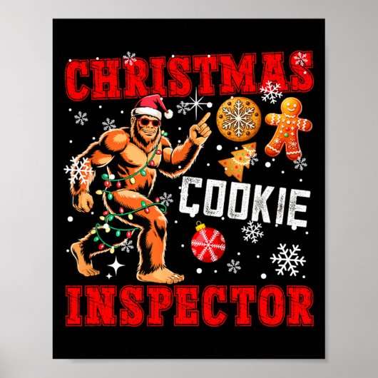 Christmas Cookie Inspector Xmas Santa Bigfoot Funn Poster (Vorne)