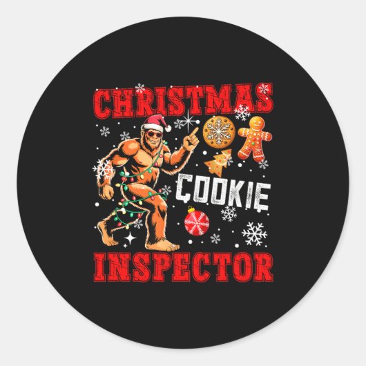 Christmas Cookie Inspector Xmas Santa Bigfoot Funn Runder Aufkleber (Vorderseite)