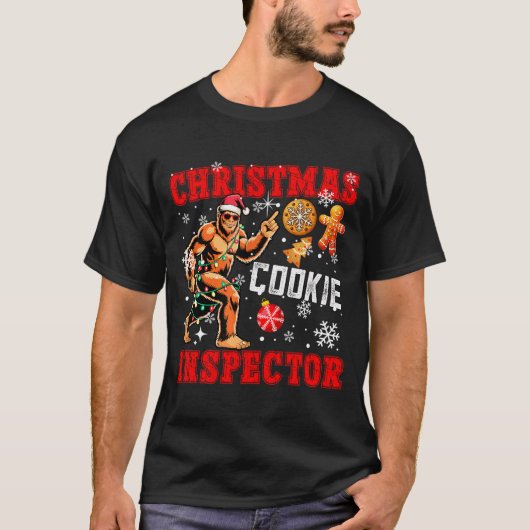 Christmas Cookie Inspector Xmas Santa Bigfoot Funn T-Shirt (Vorderseite)