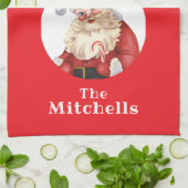 Christmas Cookie Retro Santa's Baking Crew NAME Geschirrtuch (Gefaltet)