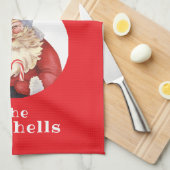 Christmas Cookie Retro Santa's Baking Crew NAME Geschirrtuch (Viertel Falte)