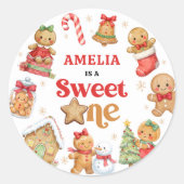 Christmas Cookie Sweet One 1st Birthday Party Runder Aufkleber (Vorderseite)