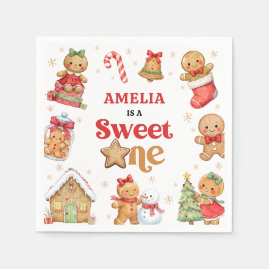 Christmas Cookie Sweet One 1st Birthday Party Serviette (Vorderseite)