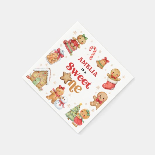 Christmas Cookie Sweet One 1st Birthday Party Serviette (Ecke)