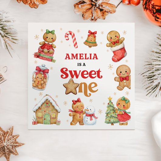 Christmas Cookie Sweet One 1st Birthday Party Serviette