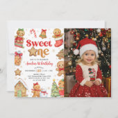 Christmas Cookie Sweet One 1st Birthday Photo Einladung (Vorderseite)