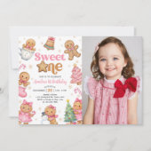 Christmas Cookie Sweet One 1st Birthday Photo Einladung (Vorderseite)
