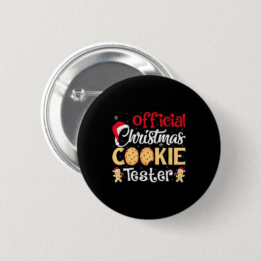 Christmas Cookie Tester Funny Baking Crew Xmas  Button (Vorne & Hinten)