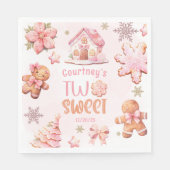 Christmas Cookie Two Sweet 2nd Birthday girl pink Serviette (Vorderseite)