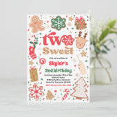 Christmas Cookie Two Sweet 2nd Birthday Party Einladung (Stehend Vorderseite)