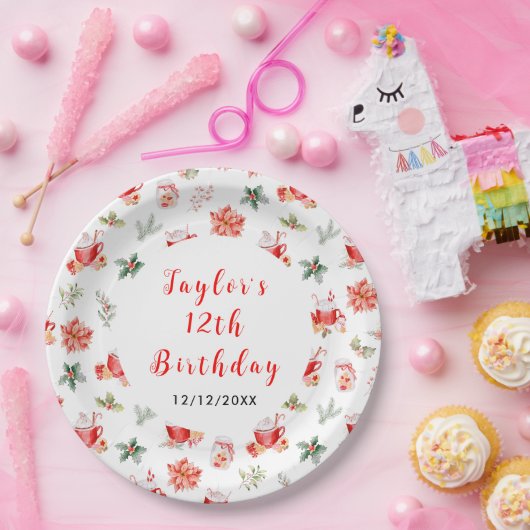 Christmas Cookies and Cocoa Birthday Party Red Pappteller (Party)