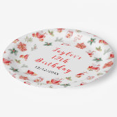 Christmas Cookies and Cocoa Birthday Party Red Pappteller (Schrägansicht)