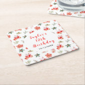 Christmas Cookies and Cocoa Birthday Party Red Rechteckiger Pappuntersetzer (angewinkelt)