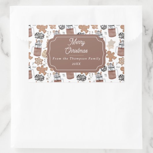 Christmas Cookies and Hot Cocoa Holiday Baking Rechteckiger Aufkleber (Tasche)