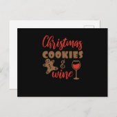 Christmas cookies and wine ankündigungspostkarte (Vorne/Hinten)