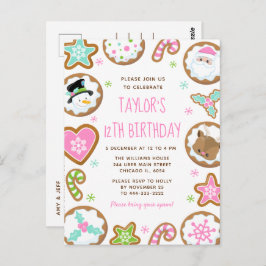 Christmas Cookies Birthday Party Pink and Green Postkarte
