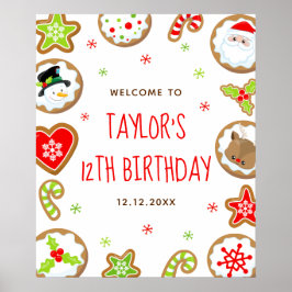 Christmas Cookies Birthday Red Green Welcome Sign Poster
