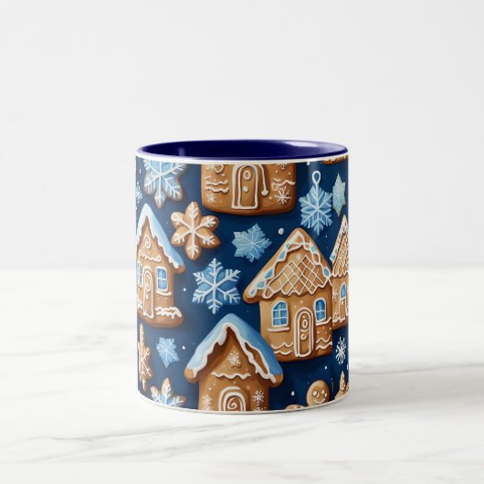 Christmas cookies ginger breadman Winter holiday Zweifarbige Tasse (Mittel)