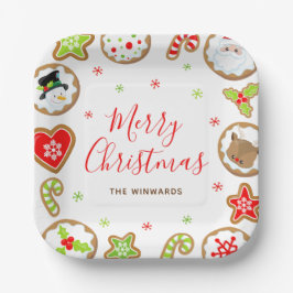 Christmas Cookies Merry Christmas Red and Green Pappteller
