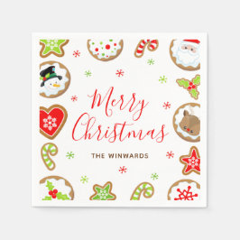 Christmas Cookies Merry Christmas Red and Green Serviette