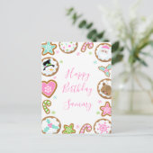 Christmas Cookies Pink and Green Happy Birthday Postkarte (Stehend Vorderseite)