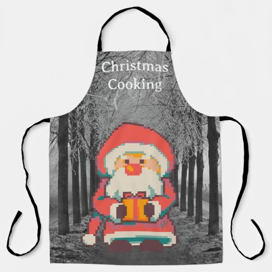 Christmas cooking, Santa pixelart, Pixel Art  Schürze (Vorderseite)