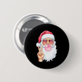 Christmas Cool Santa Bubble Gum Peace Sign Retro S Button (Vorne & Hinten)